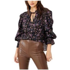 Free People Meant To Be Floral Cotton Blouse SIZE SMALL PETITE